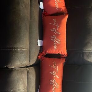 Three beautiful pillows out of the office